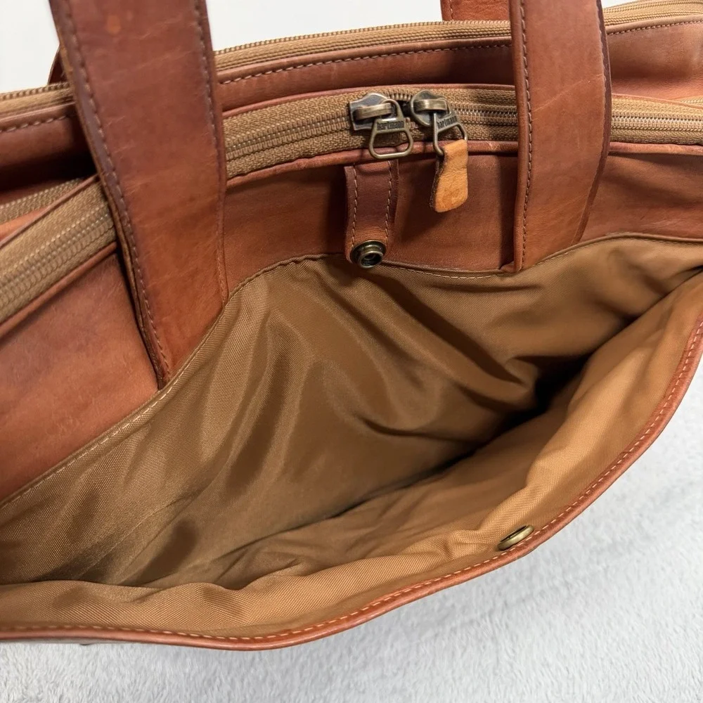 Vintage Hartmann Full Grain Leather Briefcase Laptop Bag Tan Cognac Expandable
